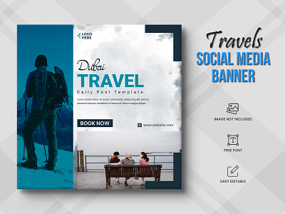 Travel agency social media post or tour holiday Post travel time