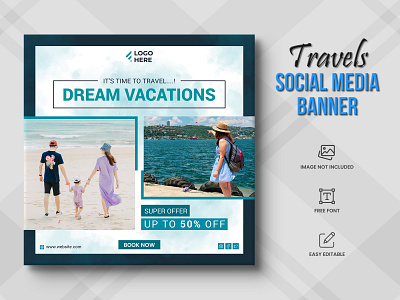 Travel agency social media post or tour holiday Post travel time