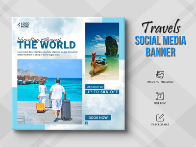 Travel agency social media post or tour holiday Post travel time