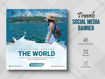 Travel agency social media post or tour holiday Post travel time