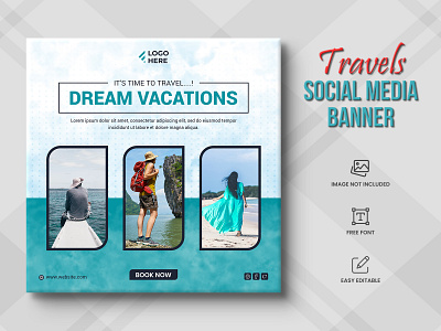 Travel agency social media post or tour holiday Post travel time