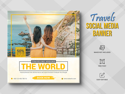 Travel agency social media post or tour holiday Post travel time