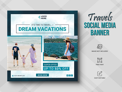 Travel agency social media post or tour holiday Post travel time