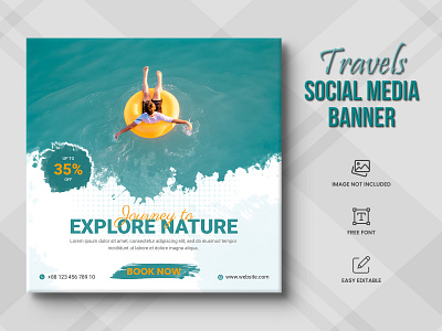 Travel agency social media post or tour holiday Post travel time