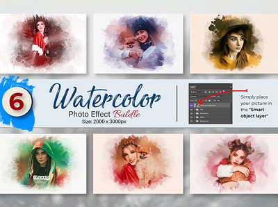 Watercolor Photo Effect Template aquarelle action