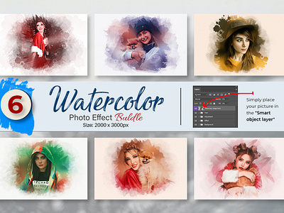 Watercolor Photo Effect Template aquarelle action