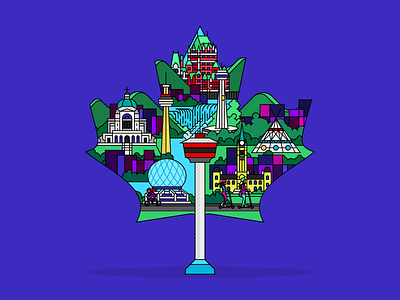 Canada Maple Leaf city cn tower flag illustration ilustrator mapleleaf micromobility niagara scooters spin teepee vector