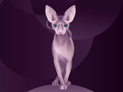 Remy animal cat geometric illustration purple sphynx vector