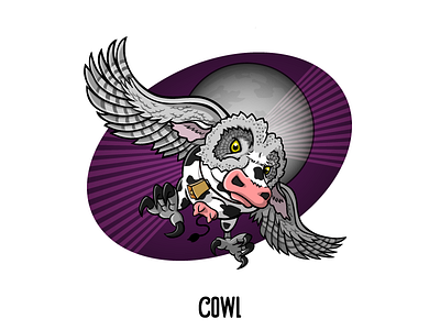 Mutant Zoo: Cowl animal cow cowl creature illustration moon mutant owl vector wings zoo