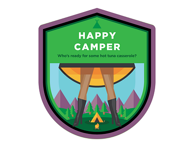 Drag Badge: Happy Camper badge camp drag drag queen illustration illustrator queen tent tree vector