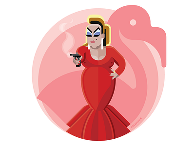You stand convicted of assholism divine drag drag queen flamingo gun illustration illustrator pink pink flamingos portrait queen vector
