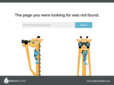 404 Page Giraffes 404 animal binoculars giraffe glasses illustration nationbuilder scarf search spot vector