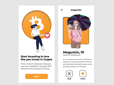 Blockchain and NFT dating app - CryptoDate cryptocurrency dating dating app idea nft prototype