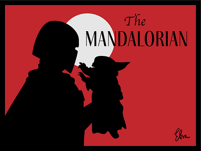 The Mandalorian Silhouette Illustration adobe art baby yoda design fanart film graphic design illustration illustrator movies silhouette the child the mandalorian vector