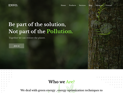 Homepage design environment nature ui ux web