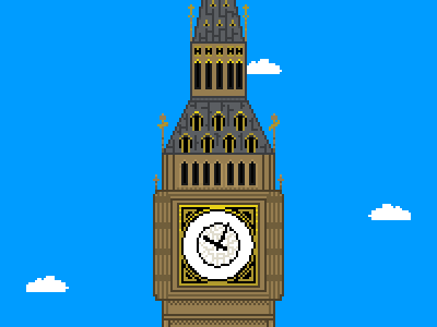 Игра биг бен. Пиксельный Биг Бен. Биг Бен пиксель арт. Пиксельная башня с часами. Часовая башня пиксель арт.