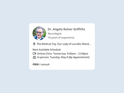 Doctor Card — Appointment app appointment doctor app mobile app ui ux