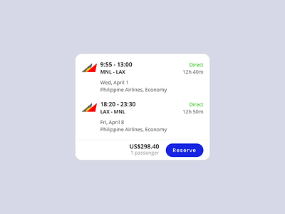 Flight Card — Booking