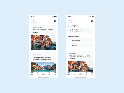 Travel App Homepage app discover mobile app travel travel app ui ux