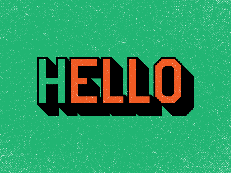 Hello 3d bold fun gif print shape type typography