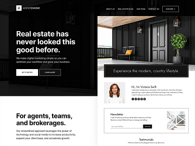Agent Engine - Home Page Design agent engine minimalism minimalist design real estate