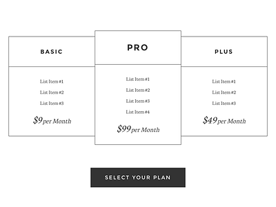 Simple Pricing Table