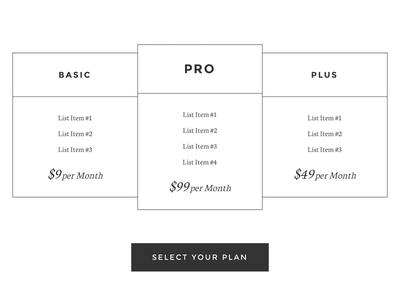 Simple Pricing Table