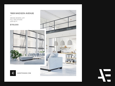 Agent Engine - Social Media Listing Template black and white minimalism minimalist design real estate real estate branding