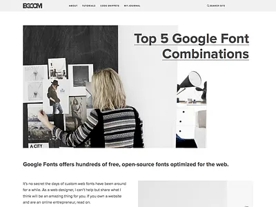 Google Font Combinations minimalist design typography