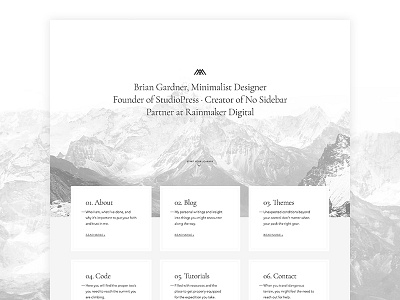 Basecamp minimalism mountains wordpress