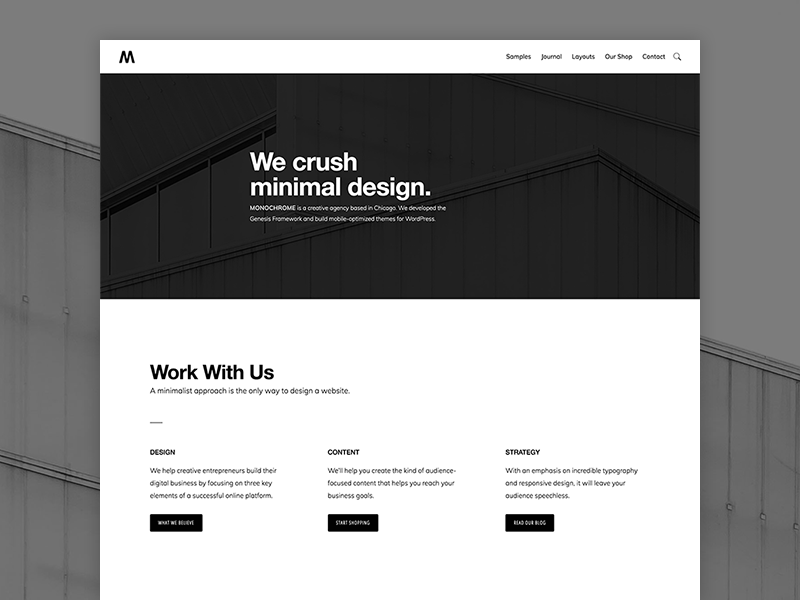 Monochrome Pro genesis framework wordpress minimalist