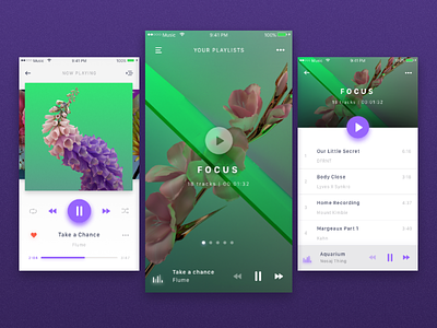 Music Player app album app floral interface mobile music music player playlist sound ui