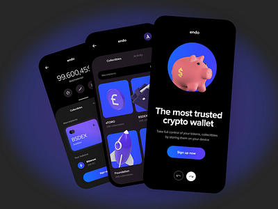 Crypto Currencies - Mobile Banking App 2021 2021 design 2021 trend banking clean crypto dark darkmode design designs germany minimal mobile mobile app mobile app design mobile design mobile ui trend ui ux