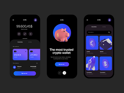 Crypto Currencies - Mobile Banking App 2021 2021 design 2021 trend alphadesign clean creative design crypto crypto currency crypto wallet cryptocurrency design designs germany julius branding minimal mobile ui uiux ux