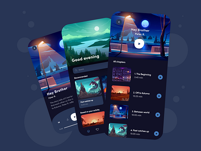 Audio Book - App Design Concept 2021 2021 design 2021 trend alphadesign clean dark dark app dark mode dark ui design designs germany minimal mobile mobile app mobile app design mobile design mobile ui ui ux