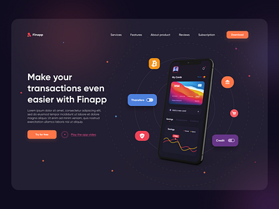 Finance App - Web Design Concept 2021 2021 design 2021 trend alphadesign clean dark dark ui design designs finance finance app germany minimal mobile mobile app mobile app design mobile design mobile ui moder ui