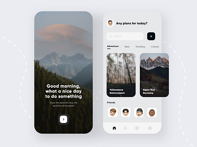 Advenuture App - Mobile Design 2021 2021 design 2021 trend adventure alphadesign clean design designs germany julius branding mobile mobile app mobile app design mobile design mobile ui modern mountain nature nature design ux