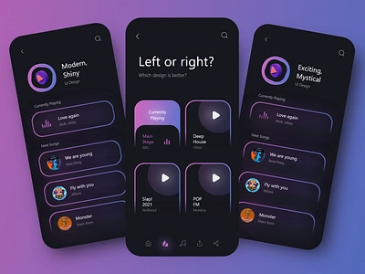 Music App - Mobile Design 2021 2021 design 2021 trend alphadesign clean dark dark app dark mode dark ui design designs germany julius branding minimal mobile mobile app mobile app design mobile ui music musician