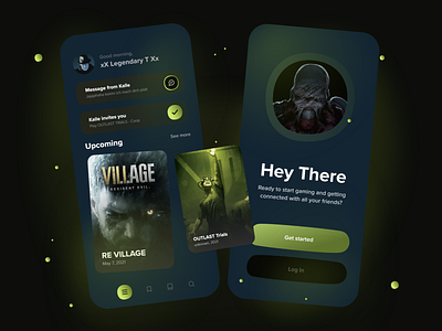 Gaming App - Mobile Design 2021 2021 design 2021 trend alphadesign clean dark dark app dark ui design designs germany julius branding minimal mobile mobile app mobile app design mobile design mobile ui modern revillage