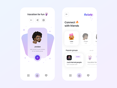 Relate App - Mobile Design 2021 2021 design 2021 trend alphadesign clean design designs illustration julius branding logo mobile mobile design modern modern ui modern ux trend trend app trend design ui ux