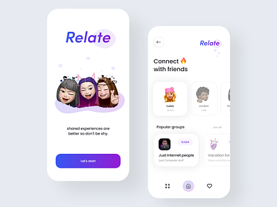 Relate App - Mobile Design Concept 2021 2021 design 2021 trend alphadesign clean design design trends design trends 2021 designs illustration logo mobile ui mobile ux modern modern design 2021 modern design trends trend trend design trendy ui