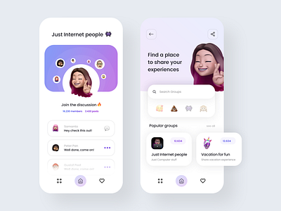 Social media App - mobile design 2021 2021 design 2021 trend alphadesign clean design design trends designs illustration julius branding logo mobile design mobile ui mobile ux modern design trend app trend design trends trendy ui