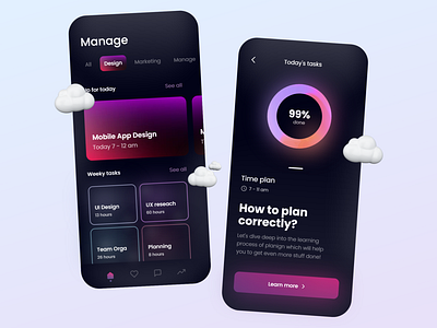 Task Manager - Mobile App 2021 2021 design 2021 trend 2021 trends alphadesign clean design designs illustration logo mobile mobile ui mobile ux modern modern design popular popular design trends trendy ui