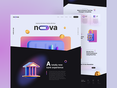 Nova Banking - Website Design 2021 2021 design 2021 trend 3d animation branding clean design designs german germany graphic design illustration logo modern motion graphics trendy ui unlikeothers web