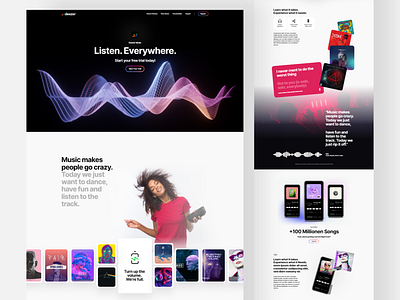 Deezer Music - Landing Page Design 2021 2021 design 2021 trend 3d animation app clean deezer design designs graphic design illustration logo modern motion graphics music trends trendy ui unlikeothers