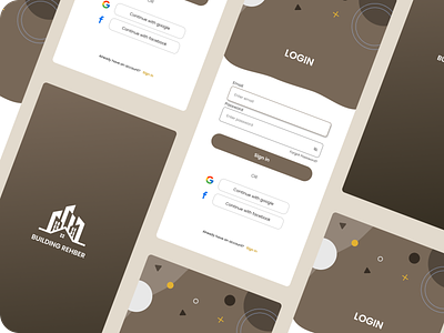 Same login screen with different color scheme and splash screen brown mobile ui login screen mobile login mobile ui mobile ui blue splash screen uiux