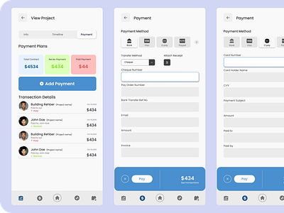 Mobile payment screens