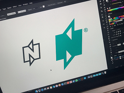 N sign concept arrows concept identity letter logo n recirculation sign simple typography