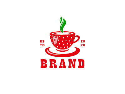 Strawberry Coffee Logo branding coffee cup design fruit fruits identity illustration logo logo design strawberry vector