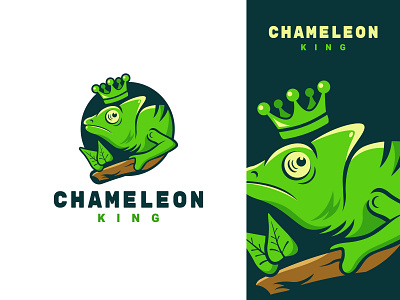 Chameleon King logo animal branding chameleon crown design graphic design illustration king logo logo design royal vector